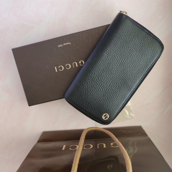 100% AUTHENTIC Gucci GG Long Zippy Wallet Black Complete Inclusion with Box - Picture 6 of 6